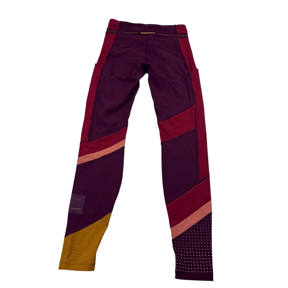 Lululemon x Roksanda Face Forward Tight Burgundy Yellow Colorblock Leggings 6